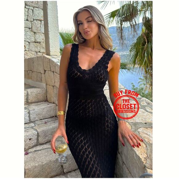 RARE!!! MANGO BLOGGER FAVE!!! Openwork Knit Maxi Dress NWT - Picture 3 of 16